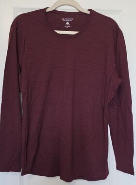 Segments 100% Merino Wool Base Layer Shirt XL Burgundy Gorpcore Outdoor Top